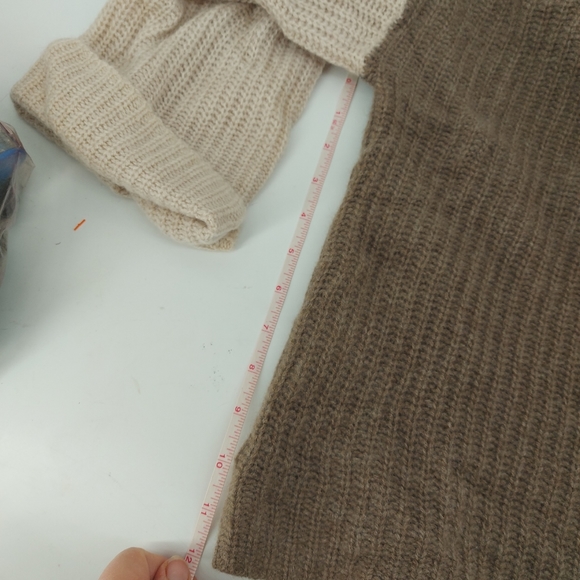 Nordstrom Signature Cashmere Colorblock Cowlneck Sweater Oversized Small - Picture 6 of 8